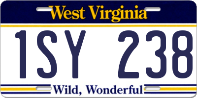 WV license plate 1SY238