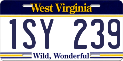WV license plate 1SY239
