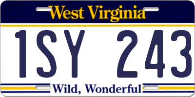 WV license plate 1SY243