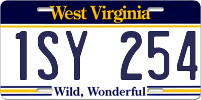 WV license plate 1SY254
