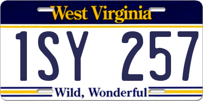 WV license plate 1SY257