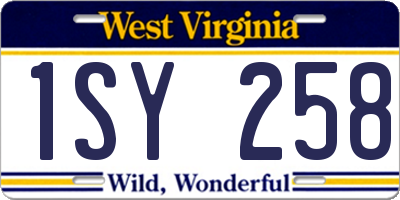 WV license plate 1SY258