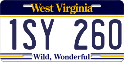 WV license plate 1SY260