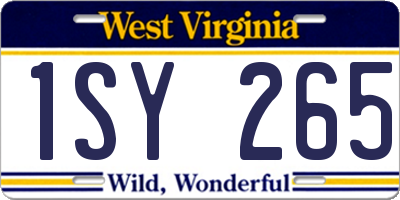 WV license plate 1SY265