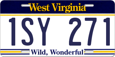 WV license plate 1SY271