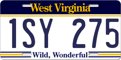 WV license plate 1SY275