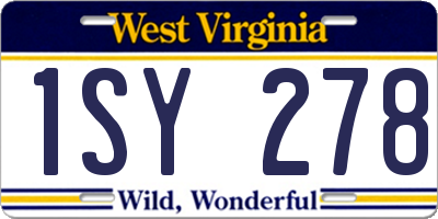 WV license plate 1SY278