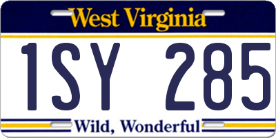 WV license plate 1SY285