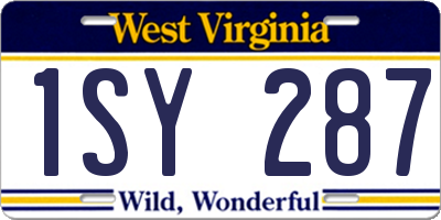 WV license plate 1SY287
