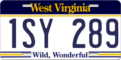 WV license plate 1SY289