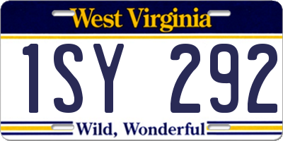 WV license plate 1SY292