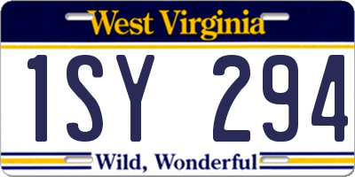 WV license plate 1SY294