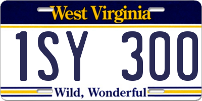 WV license plate 1SY300