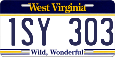 WV license plate 1SY303