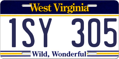 WV license plate 1SY305