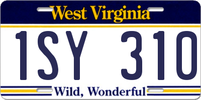 WV license plate 1SY310