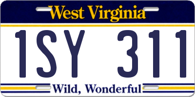 WV license plate 1SY311