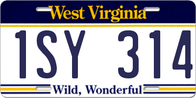 WV license plate 1SY314