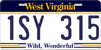 WV license plate 1SY315