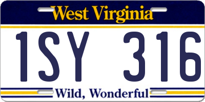 WV license plate 1SY316