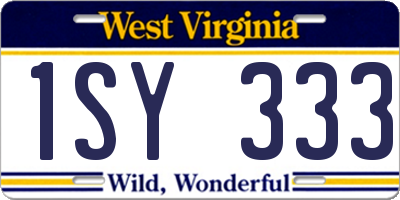 WV license plate 1SY333