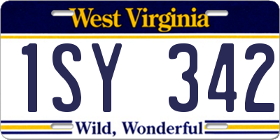 WV license plate 1SY342