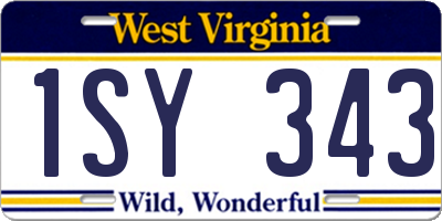 WV license plate 1SY343