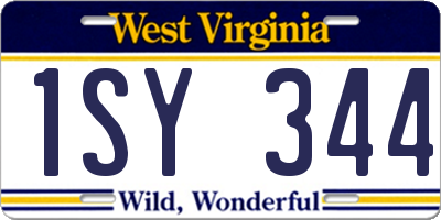 WV license plate 1SY344