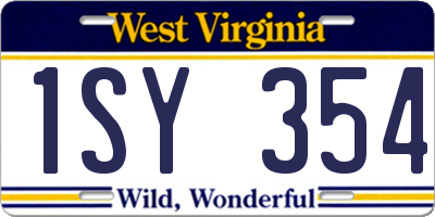 WV license plate 1SY354