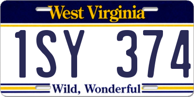 WV license plate 1SY374