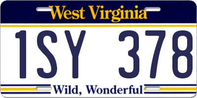 WV license plate 1SY378