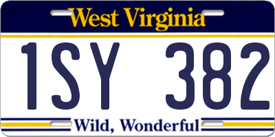 WV license plate 1SY382