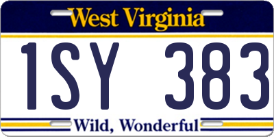 WV license plate 1SY383