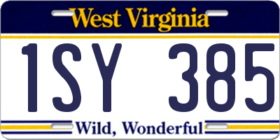 WV license plate 1SY385
