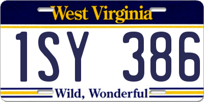 WV license plate 1SY386