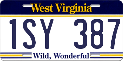 WV license plate 1SY387