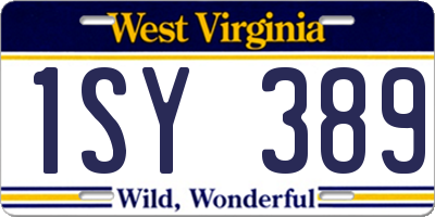 WV license plate 1SY389