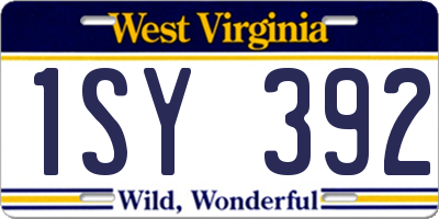 WV license plate 1SY392