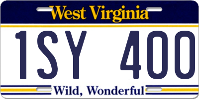WV license plate 1SY400