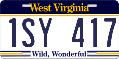 WV license plate 1SY417