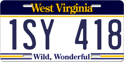 WV license plate 1SY418