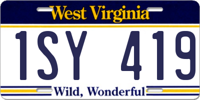 WV license plate 1SY419