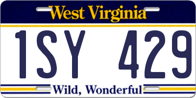 WV license plate 1SY429