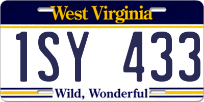 WV license plate 1SY433