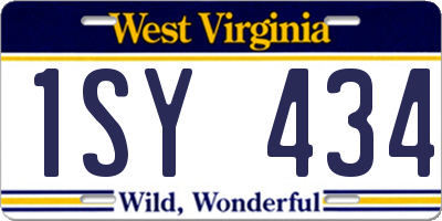 WV license plate 1SY434
