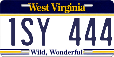 WV license plate 1SY444