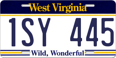 WV license plate 1SY445