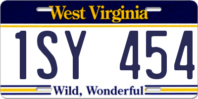 WV license plate 1SY454