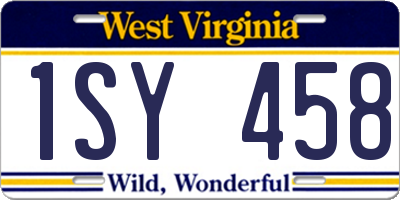 WV license plate 1SY458