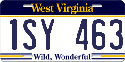 WV license plate 1SY463